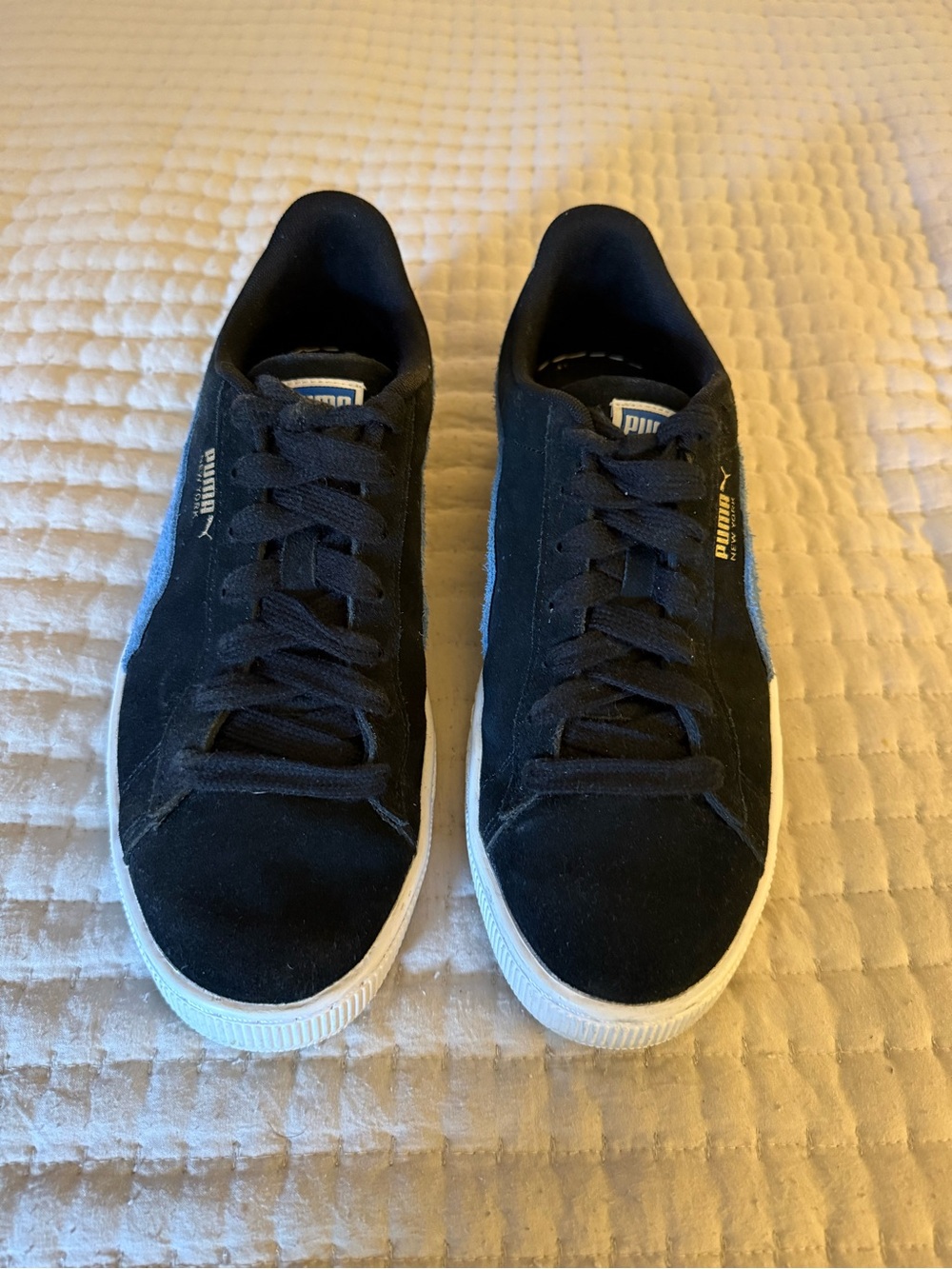 Puma NYC edition Men's Black/blue/tan Suede Low-Top Sneakers with White Sole